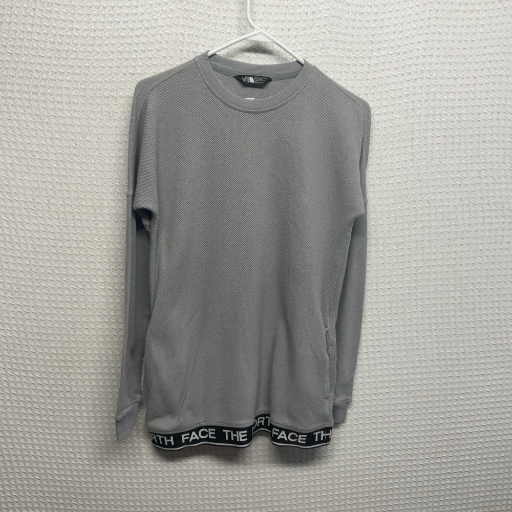 The North Face Women's Long Sleeve Waffle Shirt Womens SP Gray Lego Bottom & Arm